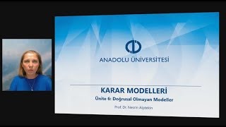 KARAR MODELLERİ  Ünite 6 Özet [upl. by Inanuah]