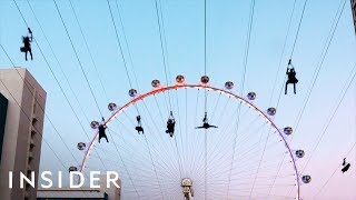 New Zipline Flies Over The Vegas Strip [upl. by Ahseyt563]