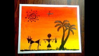 How to Draw Warli Art Step by Step very easily Warli Art Painting for Beginners Easy Warli Art [upl. by Alice]