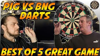 GREAT GAME Best of 5 Online Darts VS BnGdarts darts 180 501 [upl. by Ahseryt]