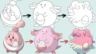 Como Desenhar O POKÉMON HAPPINY CHANSEY e BLISSEY  Pokemon Evolution [upl. by Anne-Corinne]