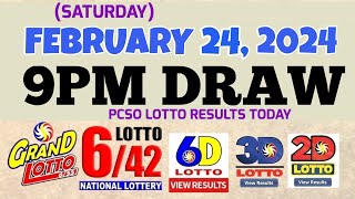 Lotto Result Today 9pm draw February 24 2024 655 642 6D Swertres Ez2 PCSOlotto [upl. by Aicire104]