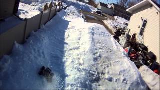 Traxxas Stampede 4x4 ET3sET2400kv combo Getting Some Flight Time Off A Snow Ramp [upl. by Schatz]