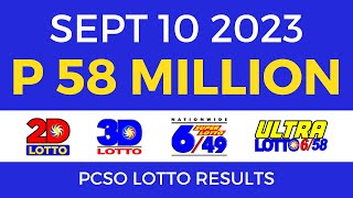 Lotto Result September 10 2023 9pm PCSO [upl. by Sirotek]