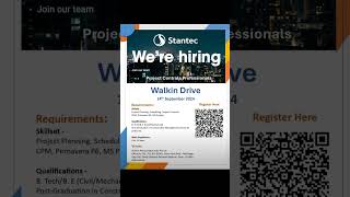 Stantec Walkin Drive for Project Control Professionals career project hiring [upl. by Wellesley915]