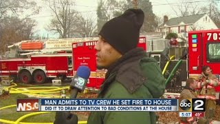 Man admits to a TV crew that he set a house fire [upl. by Delahk]