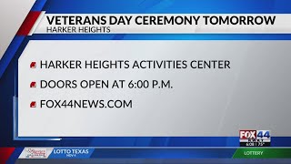 Veterans Day Ceremony coming to Harker Heights [upl. by Ludwog]