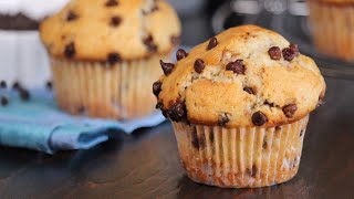 Eggless Chocolate Chip Muffins  Bakery Style Muffins  How Tasty Channel [upl. by Velvet]