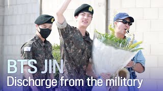 💜LIVE BTS 진 “아미들에게 전역 신고합니다”  BTS JIN Military Discharge [upl. by Ekal]