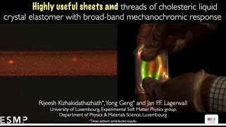 Shees amp threads of cholesteric liquid crystal elastomer with broadband mechanochromic response [upl. by Weber]