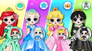 Elsa Wednesday amp Peach Become Princesses With Their Baby [upl. by Ydaj]