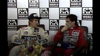 Podium  Interviews Hungarian GP 1989 Mansell  Senna  Boutsen [upl. by Kohler]