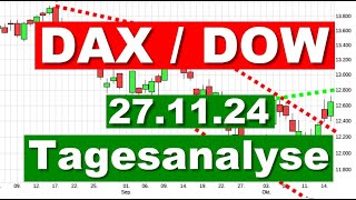 DAX DOW Jones Analyse Charttechnik ✯ Tagesausblick ✯ Chartanalyse für den 27112024 Aktien Prognose [upl. by Gustafsson]