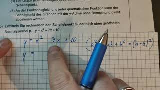 MSA 2019 Bayern Mathematik Aufgabengruppe I Aufgabe 1b Mittlerer Schulabschluss  Scheitelpunkt [upl. by Gunas]