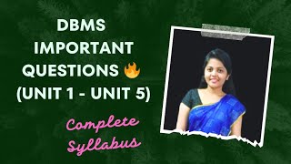 DBMS Syllabus for JNTUK amp JNTUGV  Important Questions for Exam Preparation 💯💥 [upl. by Anastice]