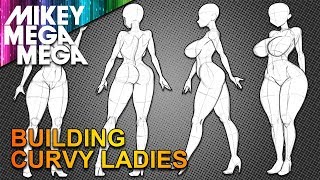 CURVY ANIME GIRL POSES FROM BASIC SHAPES How To Draw [upl. by Ahseal]