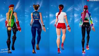 Fortnite Hellfire Emote With Cammy Chun Li Sakura Gym Loserfruit Skin Thicc 🍑😜🥵 Who Won [upl. by Pangaro183]