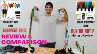 Resistance Band Set Review amp Comparison Hindi  Cheapest Resistance Tube AAR amp Fegsy Honest Review [upl. by Ahsinelg]