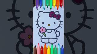 Come Colorare Hello Kitty  Tutorial per Bambini  Disegni da colorare [upl. by Yllor]