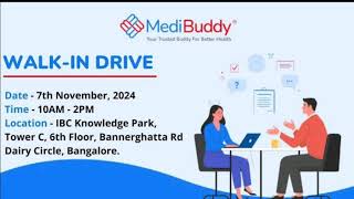 Medibuddy Walkin Drive at Bangalore career job healthcare [upl. by Arrac301]