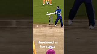 Hazelwood v kunaratne worldcup2023ausvssl cricketlover cricket [upl. by Arimahs]