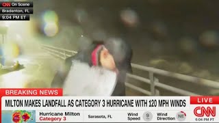 Anderson Cooper Struck by Flying Debris from Hurricane Milton Video [upl. by Mij680]