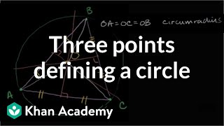 Three points defining a circle  Special properties and parts of triangles  Geometry  Khan Academy [upl. by Immac]