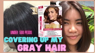 COVERING UP MY GRAY HAIR  LORÉAL EXCELLENCE CREME REVIEW  LOW BUDGET HAIR DYE  Toni Santos [upl. by Nicodemus]