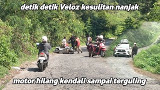 histeris detik detik motor hilang kendali sampai tergulingVeloz gagal nanjak  tanjakan krakalan [upl. by Aisylla]