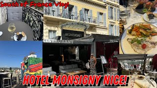 Hotel Monsigny Nice review South of France Vlog Rooftop bar [upl. by Fleeman]