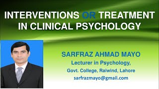 Psychological Therapies in Clinical Psychology  Urdu  Hindi [upl. by Aronel]