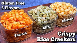 Unique Recipe  Crispy Rice Crackers with 3 Flavours  Easy GlutenFree Rice Snacks [upl. by Maddox508]