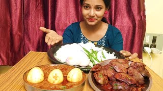 Chicken liver fryNaatu eggs curryHot rice eating [upl. by Anitsahs]