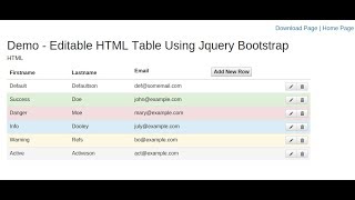 Create Editable HTML Table Using Jquery Bootstrap With Add Edit Delete Feature [upl. by Aleck977]