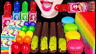 ASMR Dubai Chocolate Edible lipstick Rainbow 먹는 립스틱 두바이 초콜릿 캔디 케이크 먹방 Mukbang Eating [upl. by Rhyne980]