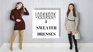 LOOKBOOK  4 Ways To Style a Sweater Dress [upl. by Gilbertine]