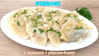 Najlepsze pierogi z mięsem z rosołu i pieczarkami 👌 idealne mięciutkie ciasto na pierogi 👍 przepis [upl. by Eelsew]