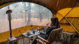 Camping in the Rain  Camping Alone in a pine forest where it rains 24 hours all day [upl. by Lesirg526]