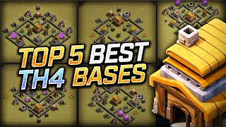 NEW BEST TH4 BASES WarTrophyFarming 😍 TOP 5 Town Hall 4 Base Links for 2024  Clash of Clans [upl. by Ule294]