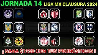 PRONÓSTICOS JORNADA 14 Liga MX CLAUSURA 2024 [upl. by Nojram]