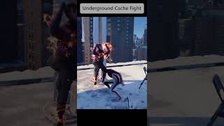 Underground Cache fight shorts with TRACK suit in SpiderMan Miles Morales [upl. by Naitsabas569]