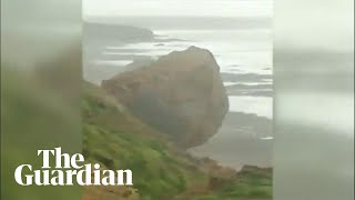 Cornwall cliff collapse caught on camera [upl. by Saile509]