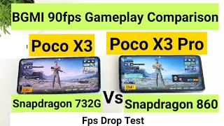 Poco X3 Pro vs Poco X3 BGMI 90fps gameplay comparison snapdragon 732G vs 860🔥🔥🔥 [upl. by Inahc]