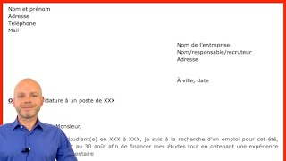 COMMENT REDIGER UNE LETTRE DE MOTIVATION POUR UN EMPLOI exemple modèle [upl. by Vahe96]