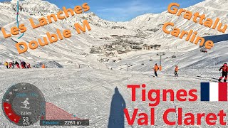 4K Skiing Val Claret Tignes Les Lanches Double M Grattalu and Carline France GoPro HERO11 [upl. by Kcirdor236]