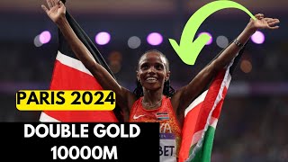 DOUBLE GOLD Beatrice Chebet wins Kenyas second Olympics gold in womens 10000M [upl. by Inaej995]