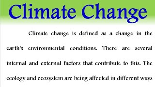 Write Essay on climate change in English paragraph on climate change speech in English [upl. by Onit]