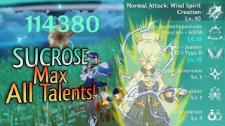 Triple Crowned Level90 Sucrose  DPS Build  Damage Showcase Pt2  Genshin Impact [upl. by Aniv]