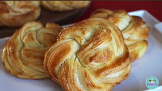 Recette Facile Sans plier la pâte  La brioche feuilleté au beurre croustillant comme un croissant [upl. by Nylra]