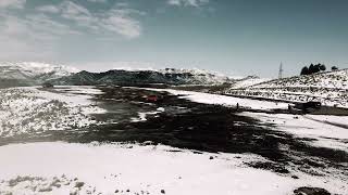 A drone shot of the mountains of Lesotho on a snowy day 21 SEPTEMBER  2024 [upl. by Neeli]